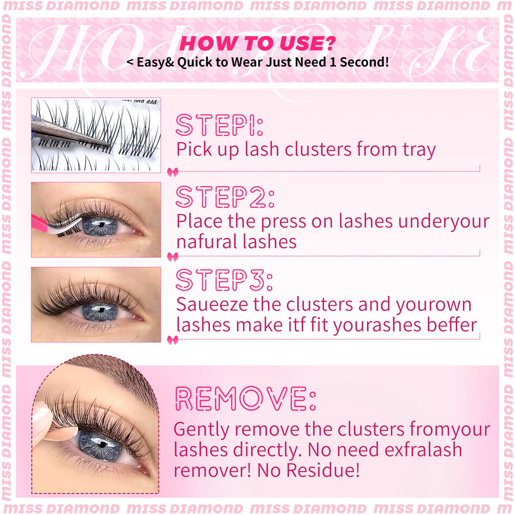 10 Rows of Large Capacity Glue-free False Eyelashes Single Cluster 10-12MM C-curled Natural Self-adhesive false Eyelashes