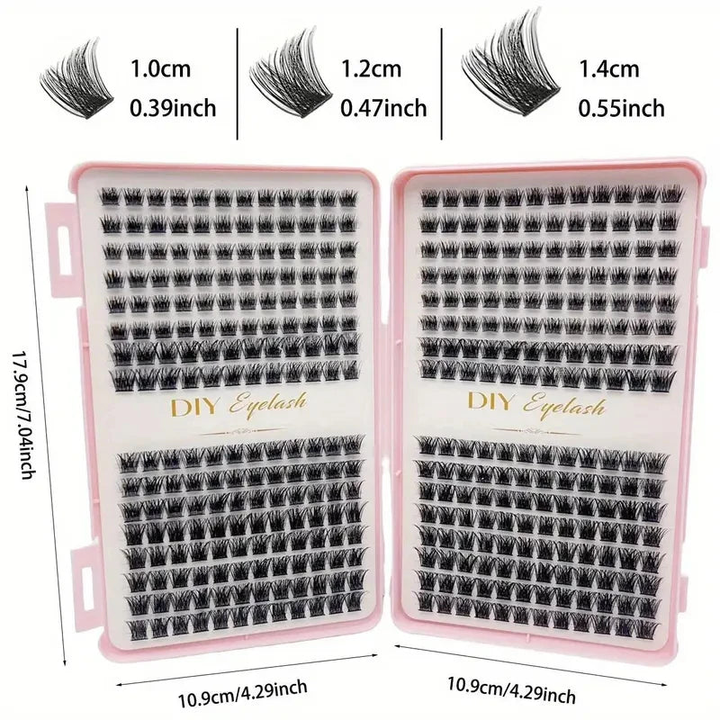 Eyelash Extension Kit - Individual Eyelash Set, D-Roll, Multiple Lengths, Odorless, Easy to Apply for Home Makeup