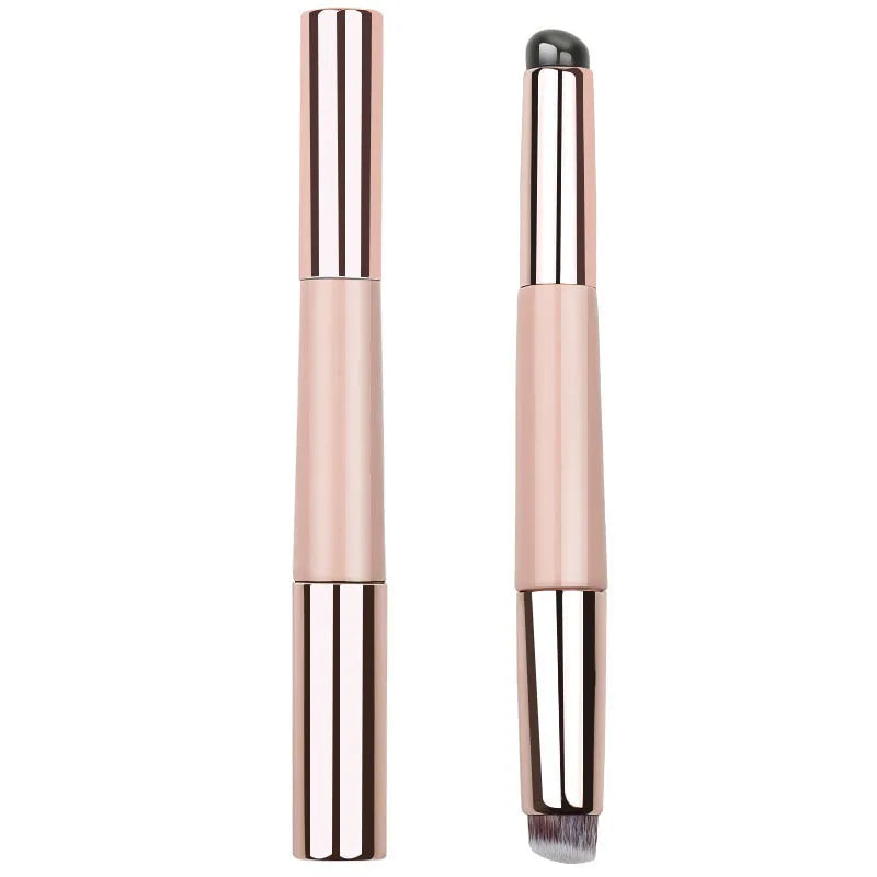 2 In 1 Silicone Lip Brush Concealer Brush Wooden Handle Lipstick Lip Balm Applicator with Cap Travel Makeup Brush Beauty Tools