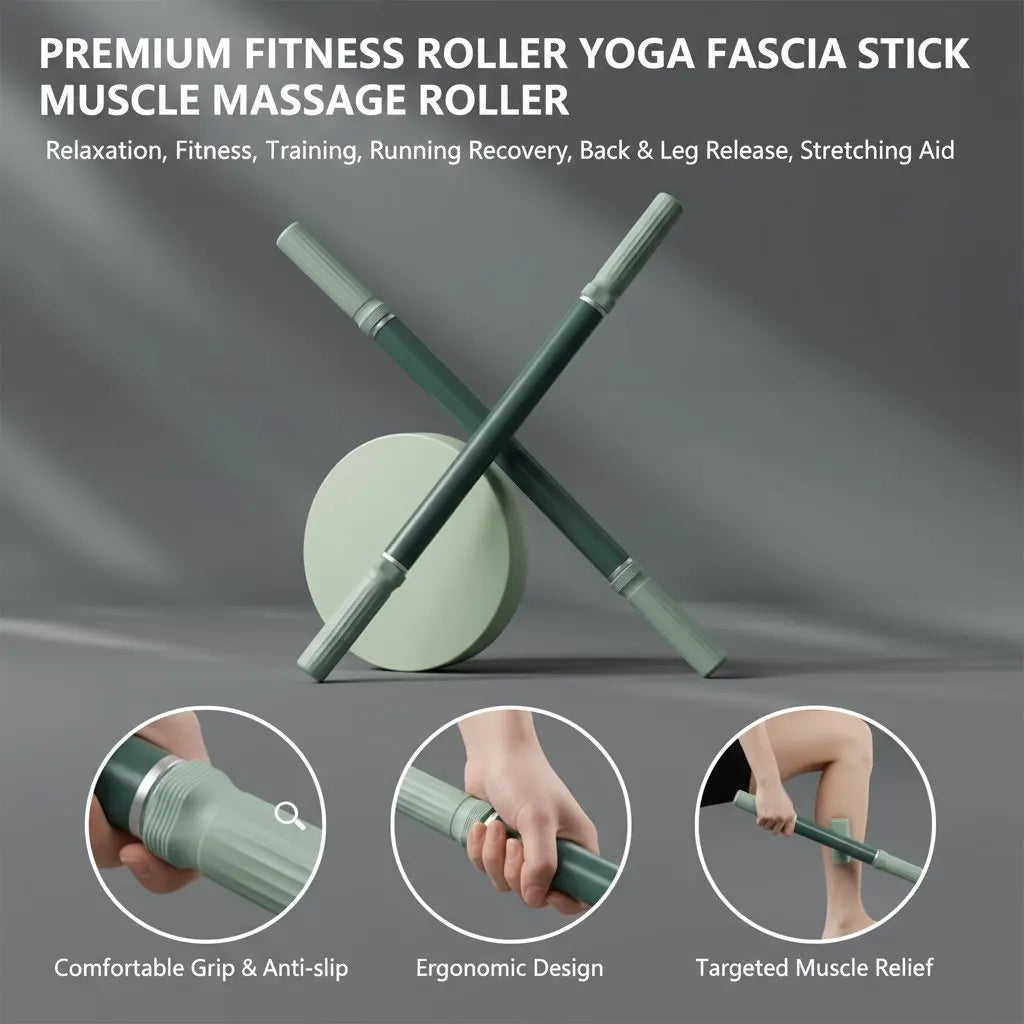 요가 근막 스틱 Yoga Fascia Stick 57cm Extended Muscle Relaxation Massage Roller Yoga Massage Stick for Leg Stretching and Release Fitn