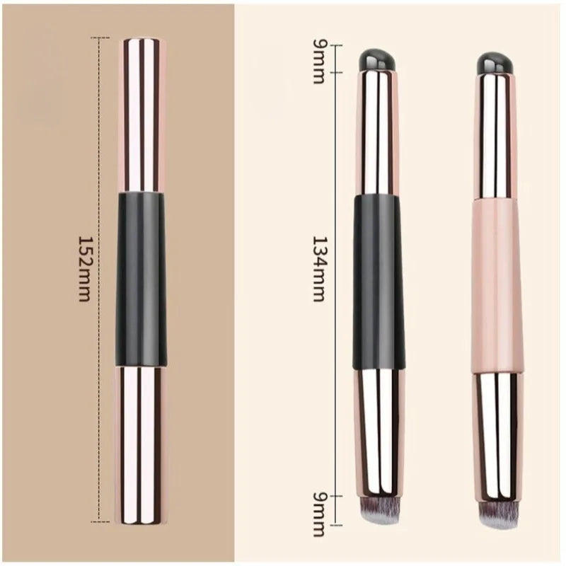 2 In 1 Silicone Lip Brush Concealer Brush Wooden Handle Lipstick Lip Balm Applicator with Cap Travel Makeup Brush Beauty Tools