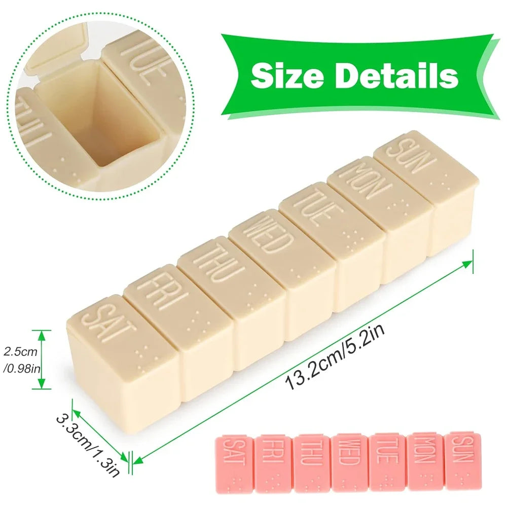 Weekly Pill Organizer Travel Daily Pill Box Medicine Organizer 7 Day for Fish Oil, Calcium Tablets Supplements & Other Vitamin