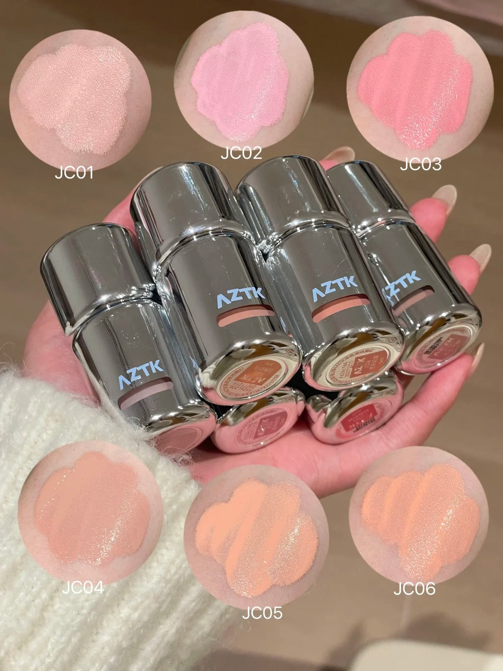 AZTK Liquid Blusher Jello Color Powder JC04  Moisturizing Highlight Beauty Expands Contracts Cheek Matte Face Makeup
