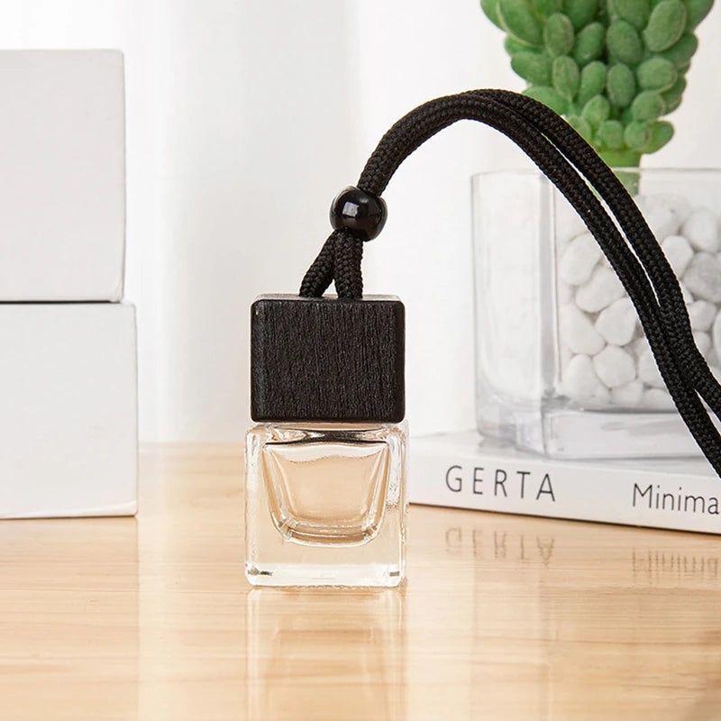 1PC Dyed Square Cap Black Cap Empty Bottle Car Essential Oil Diffuser Fragrance Air Freshener Scent Perfume Bottle Ornament