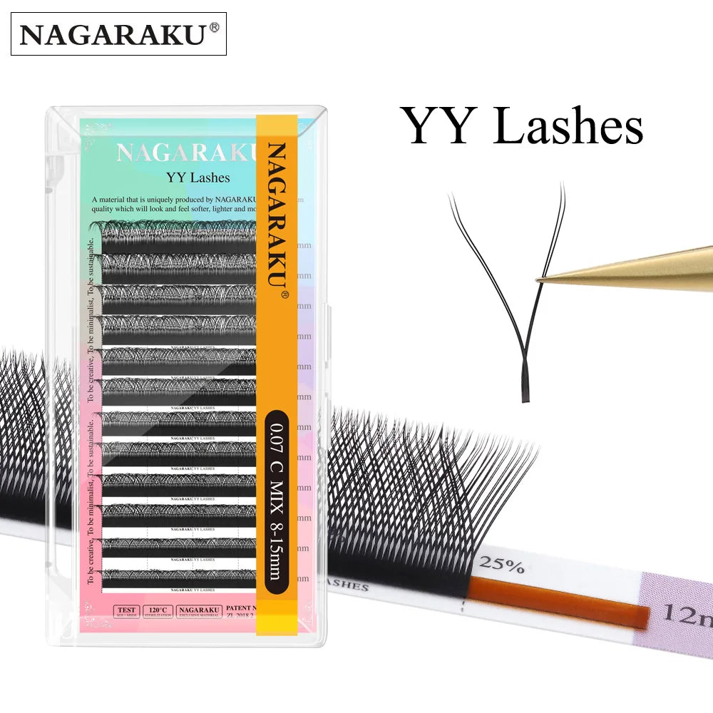 NAGARAKU YY Shape Double/Three Split Tips Triple Top  Interlaced Root Eyelash Extensions Eyelashes