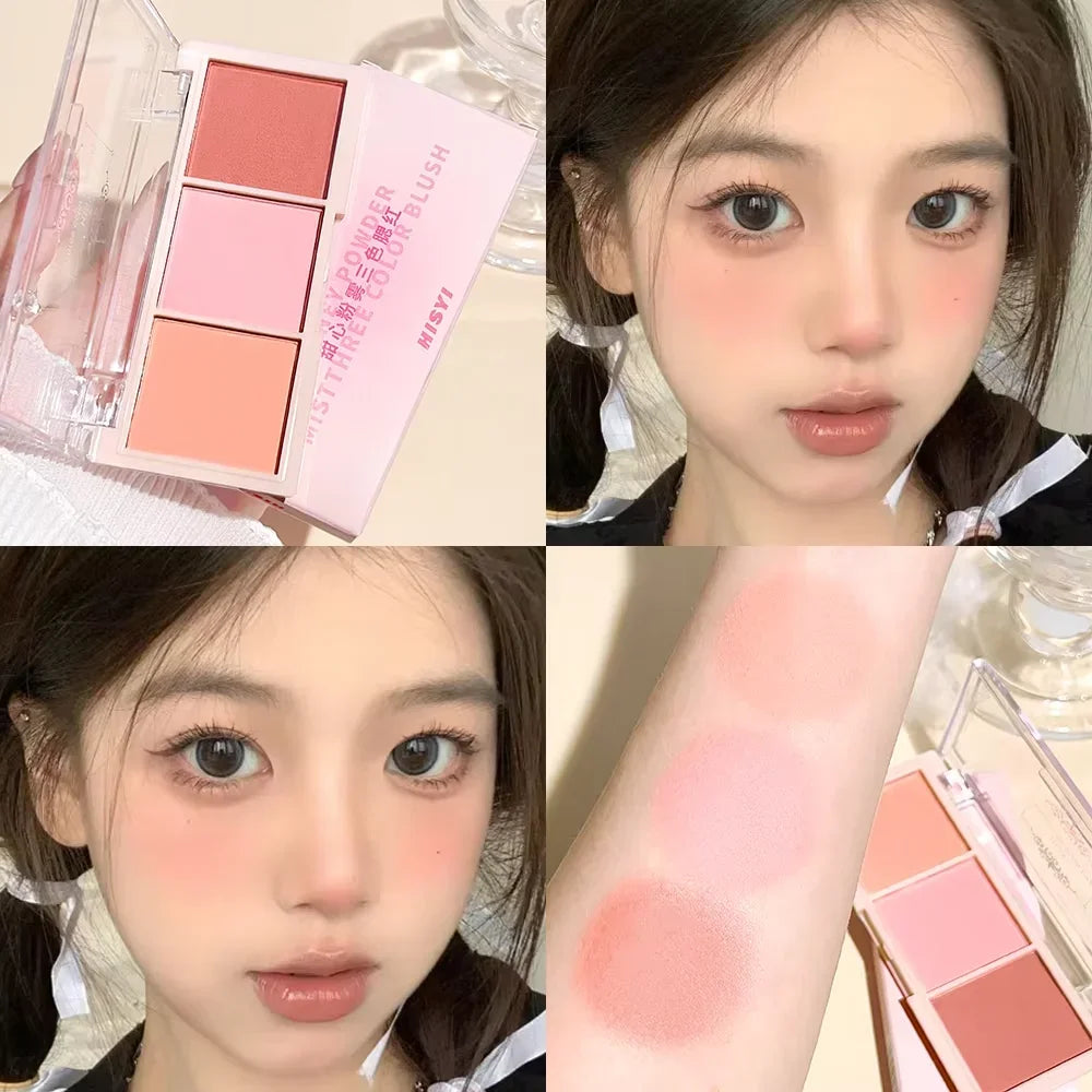 3-Color Cheek Red Plate Nude Makeup Natural Matte Milk Tea Orange Eye Shadow Makeup Lasting High Color Rendering Invisible