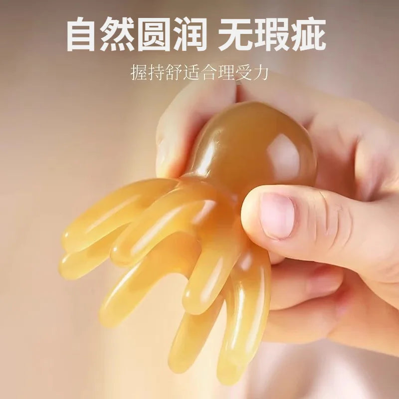 Octopus Head Massager Comb Head Meridian Manual Acupressure Tool Portable SPA Gua Sha Massage Comb