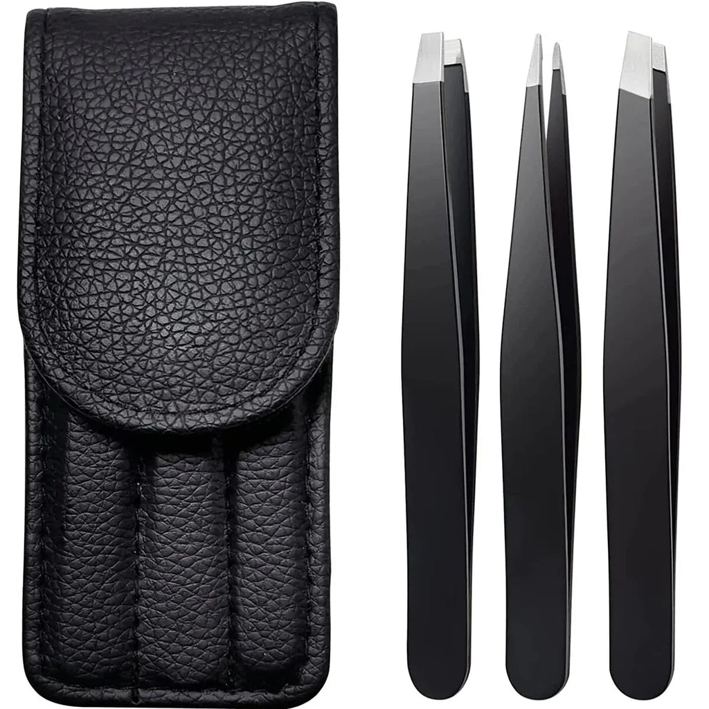 Tweezers Set 3-4pcs Premium Stainless Steel Eyebrow Precision Sharp Tip Tweezers for Body Ingrown and Facial Hair Removal