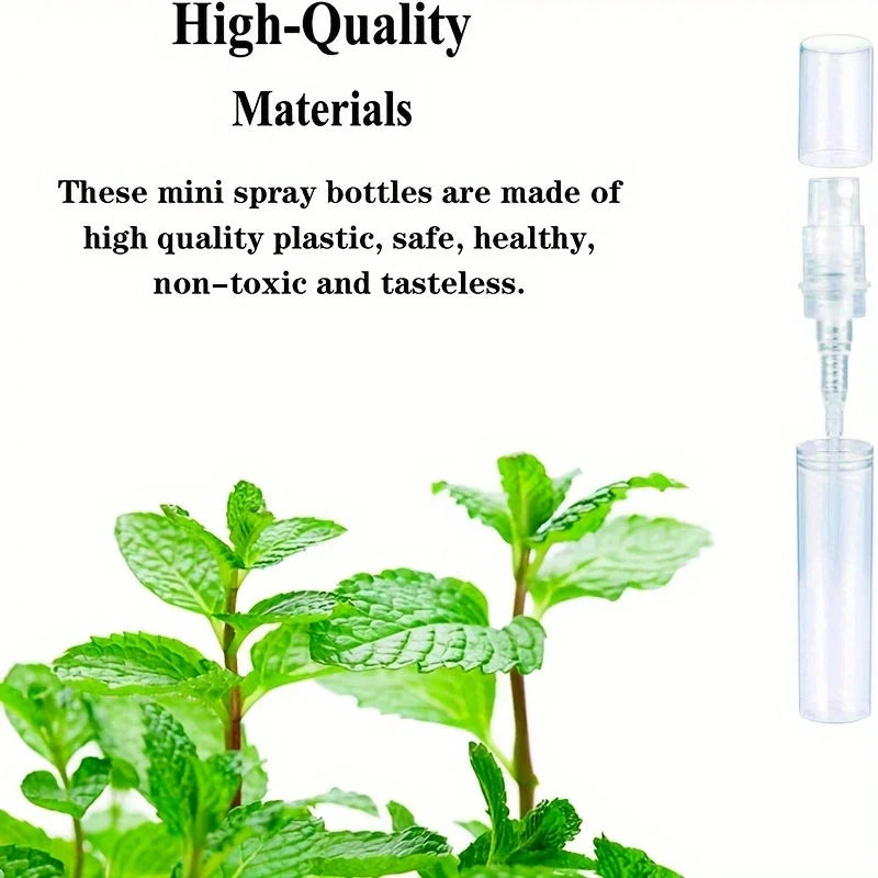 100 Spray Bottles 2ML/3ML- Odorless, BPA-free clear refillable travel atomizer, portable mini-sprayer for perfume and cosmetics