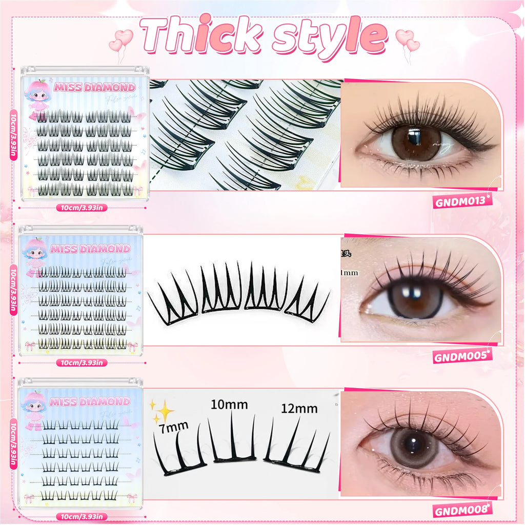 Glue-free Lashes Cluster Ultra-thin Sheet Series False Eyelashes Zero Touch Feeling· Liquid Bond Eyelashes Segmented Lashes