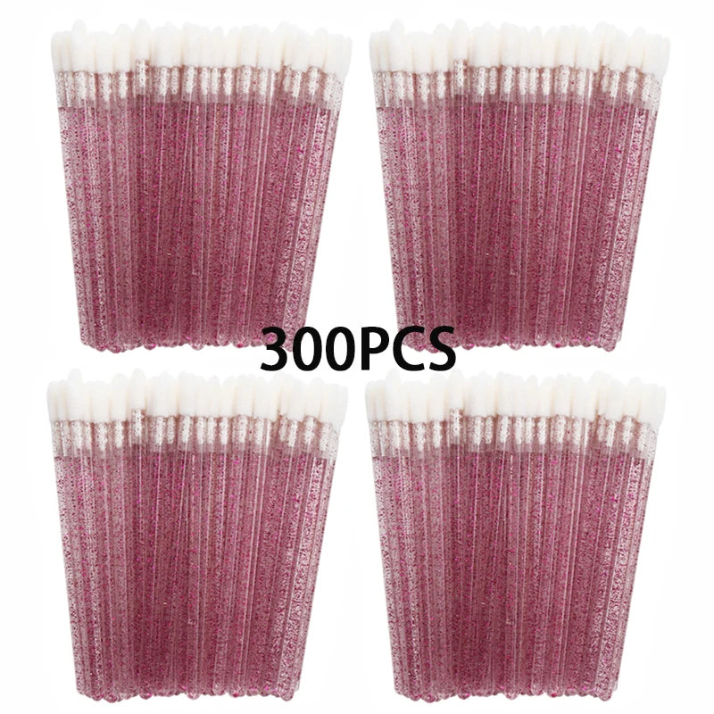 100/300PCS Crystal Lip Brush Lipstick Gloss Applicator Wands Wholesale For Eyelashes Extension Tool Kits Makeup Accessories