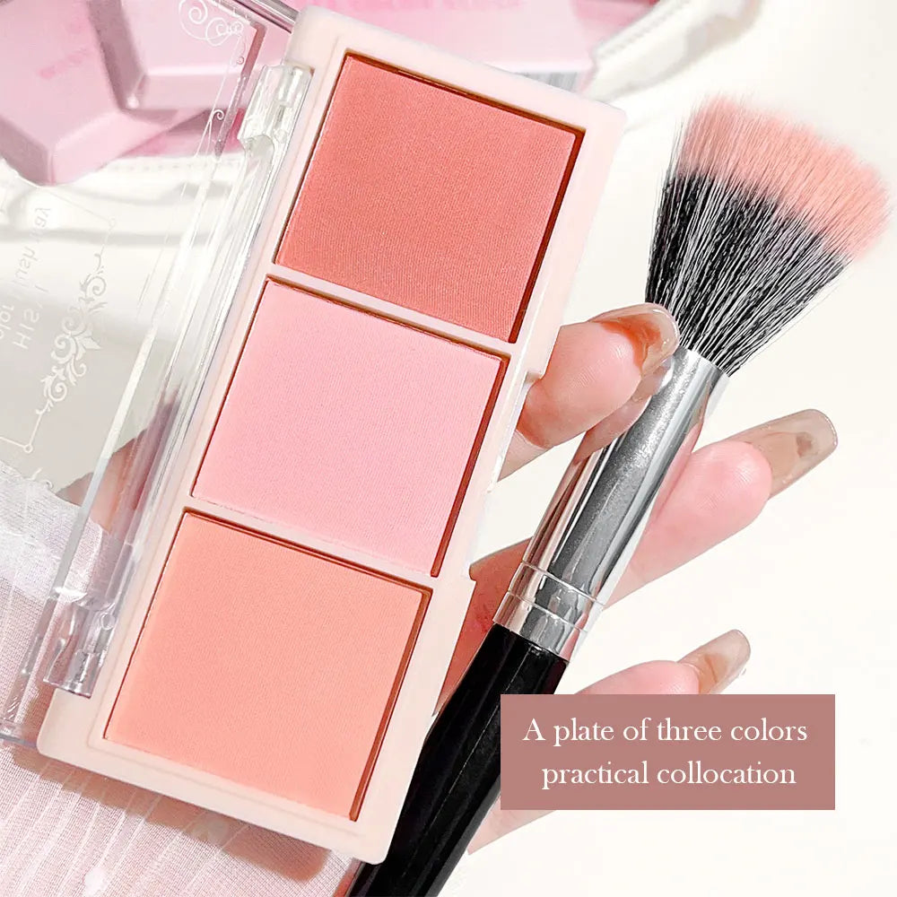 3-Color Cheek Red Plate Nude Makeup Natural Matte Milk Tea Orange Eye Shadow Makeup Lasting High Color Rendering Invisible
