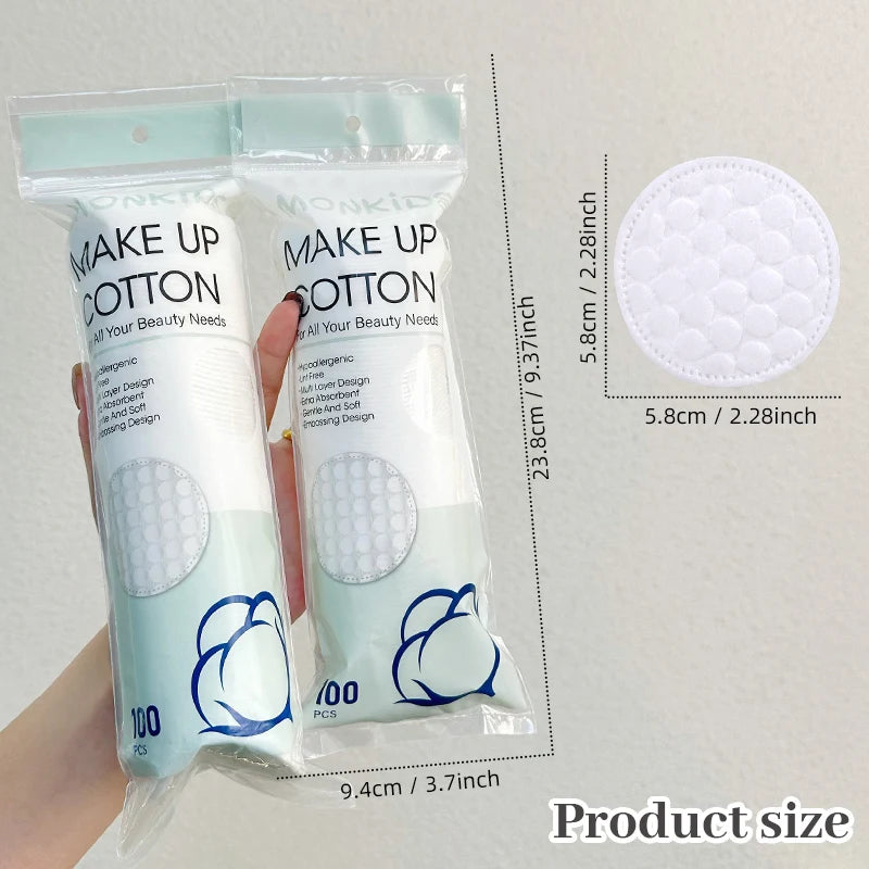100pcs/200pcs Soft and Breathable Round Cotton Pad with Double-Sided Texture Is Used for Daily Facial Cleaning and Makeup Remova