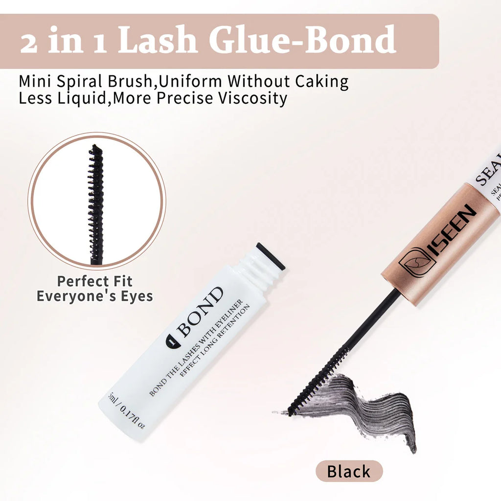 ISEEN DIY Eyelash Extension Kit Cluster Mix Eyelashes Full Set Lashes Kit with Lash Bond & Seal and Eyelash Tweezers and Brush
