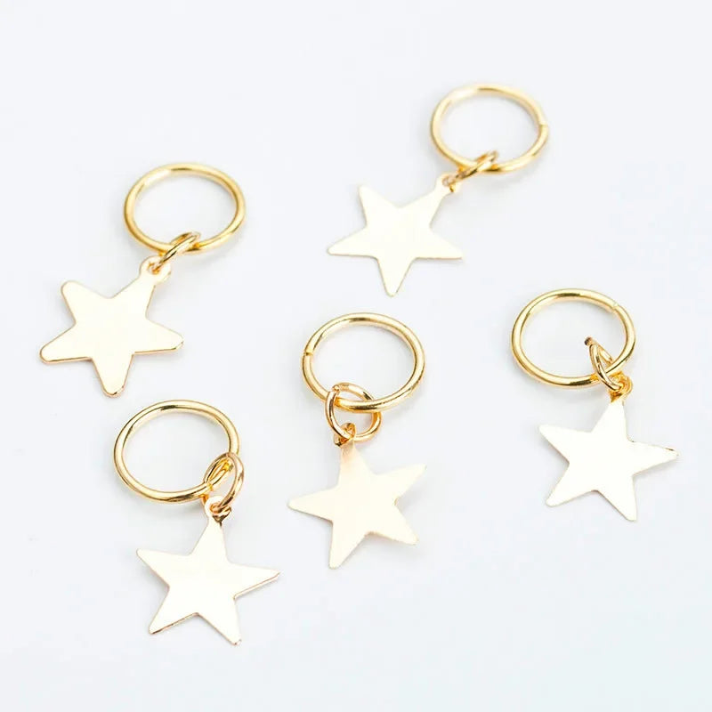 5-8Pcs Metal Hollow Out Hair Ring Accessories,Beads Hair Braid Rings Clips Dread Locks Hair Braiding Metal Cuffs Decoration Gold