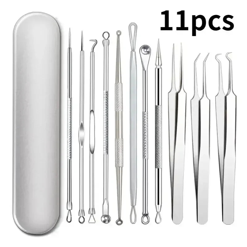 1-11PCS Stainless Steel Acne Clip, Cell Clip, Blackhead Clip, Acne Needle, Beauty Salon Acne Tool
