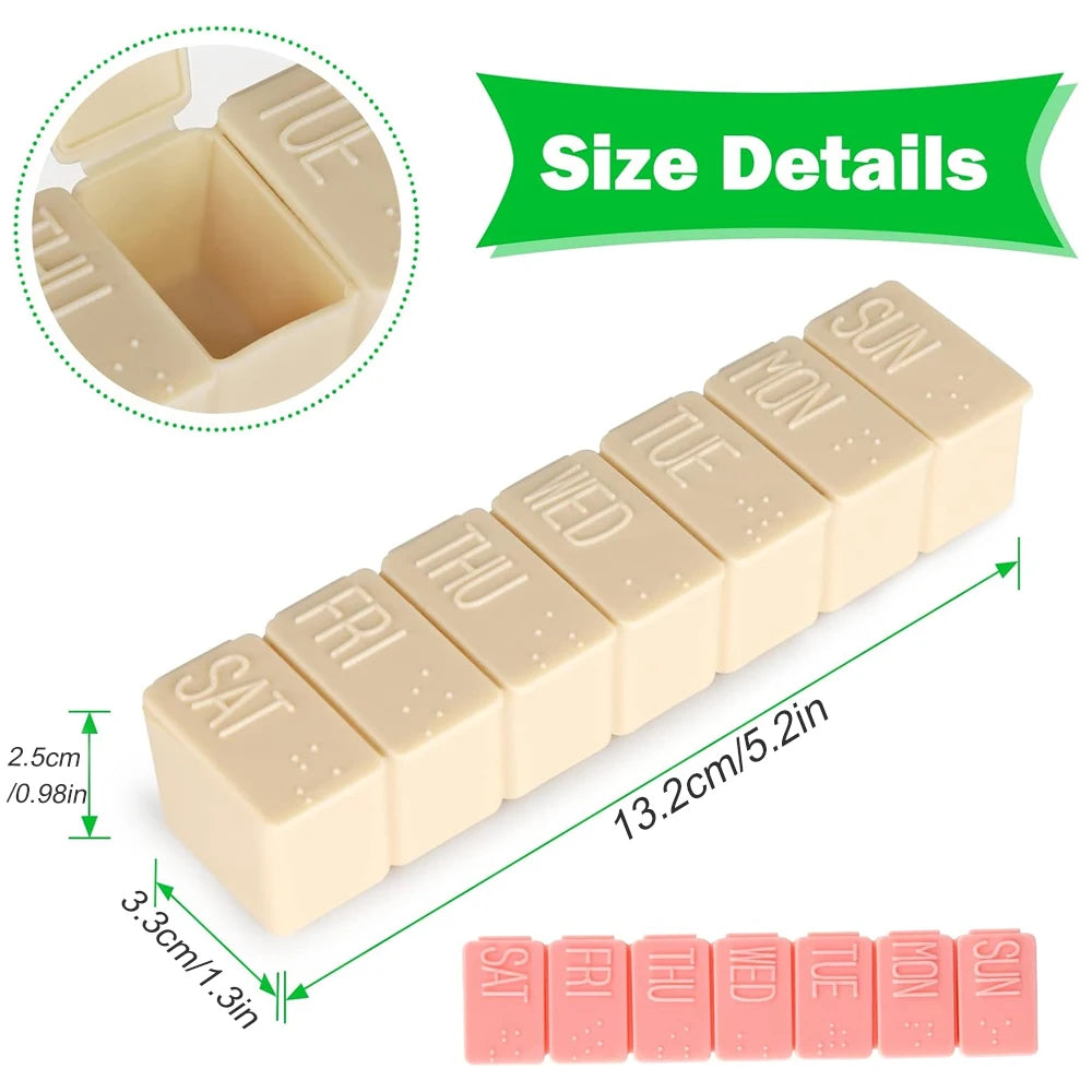 Weekly Pill Organizer Travel Daily Pill Box Medicine Organizer 7 Day for Fish Oil, Calcium Tablets Supplements & Other Vitamin
