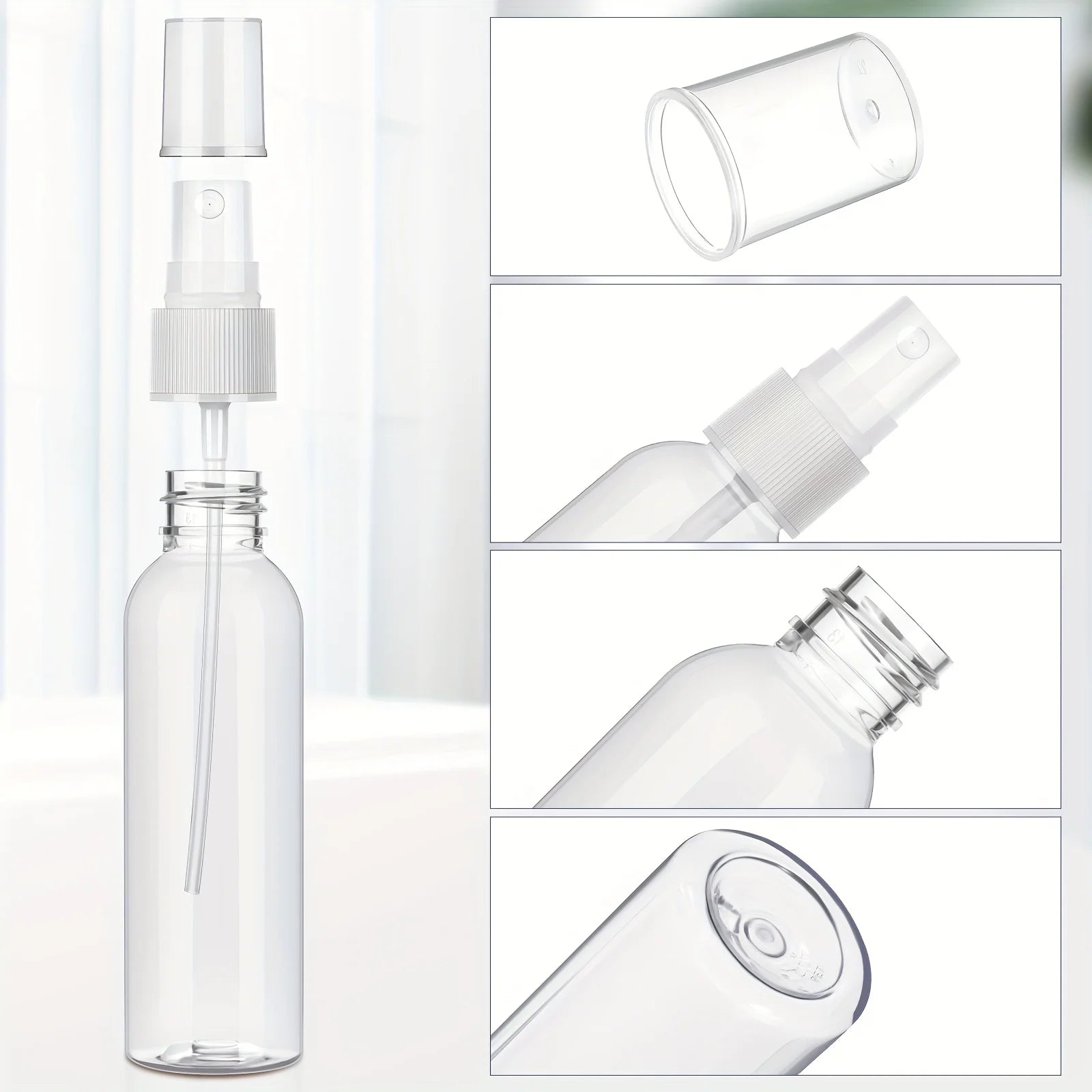 20PCS 10/20/30/50/60/100ML Refillable Clear Plastic Empty Mini Spray Container for Travel Cleaning Makeup Bottles Wholesale