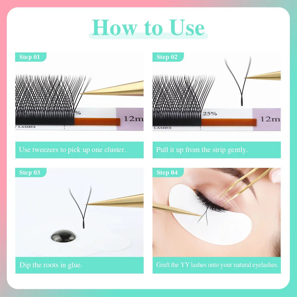 NAGARAKU YY Shape Double/Three Split Tips Triple Top  Interlaced Root Eyelash Extensions Eyelashes