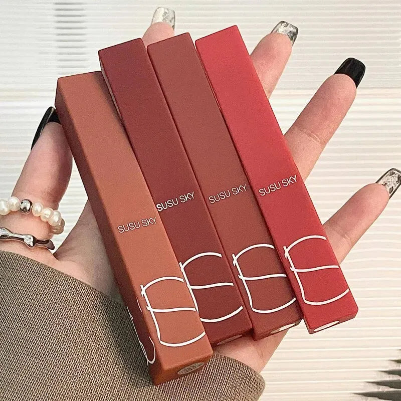 TX010Thin Tube Matte Lipstick, Waterproof and Sweatproof, Does Not Fade Or Remove Makeup, Can Be Used on Both Lips and Cheeks