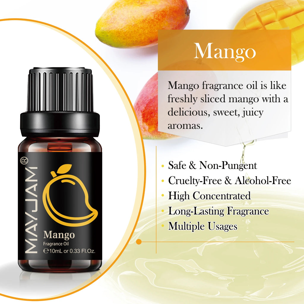 MAYJAM 10ML Fruit Fragrance Oil Lime Apple Mango Passion Fruit Strawberry Watermelon Cherry Coconut Lemon Sweet Orange 1pcs Oil