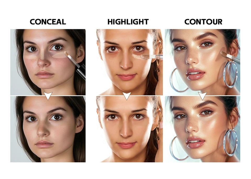 Long-lasting Coverage Concealer Matte Foundation Multi-Use Cream Oil Free Highlight and Retouch Face Makeup Products for Women