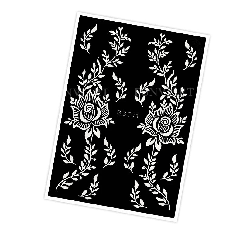 Reusable Stencil for Henna Flower Mehndi Design Tattoo Template for Women Henna Tattoo Stencil for Hand Foot Body Painting