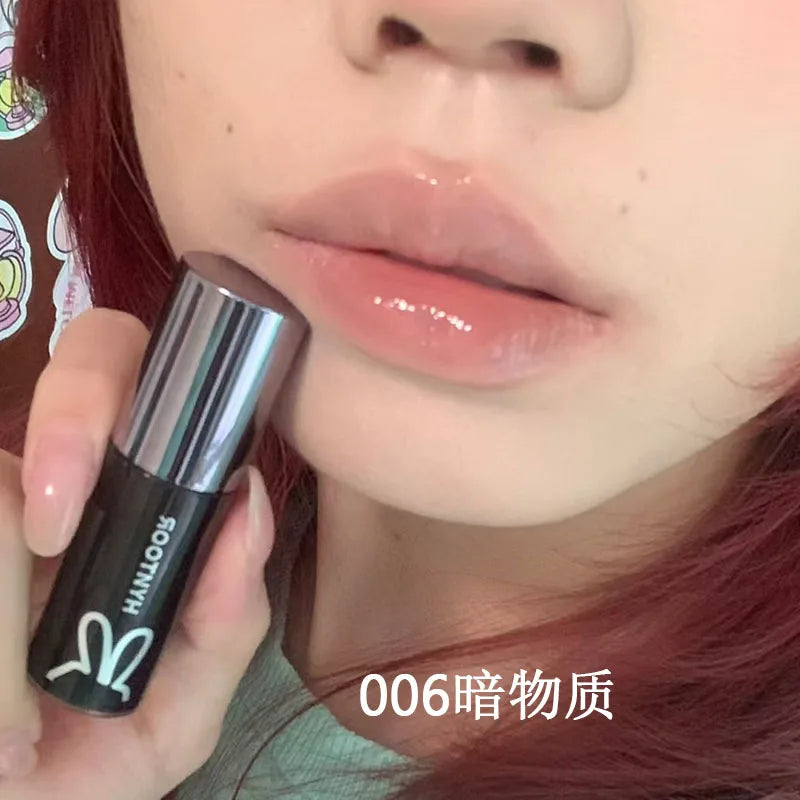 HYNTOOR Goth Lip Gloss Mirror Moist Nude Grey Black Silvery Fine Flash Low Saturation Lip Glaze Lasting Halloween Lip Makeup
