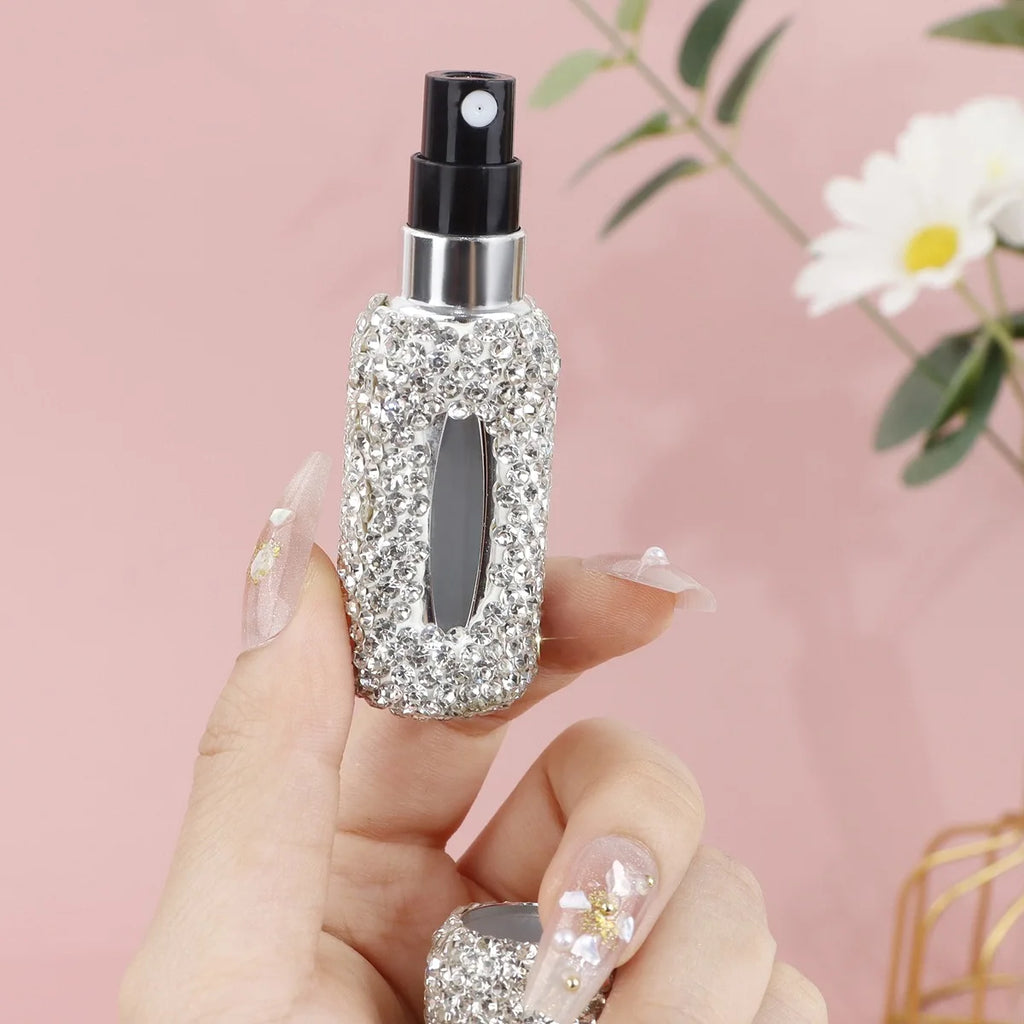 Bling Spray Bottle Rhinestone Perfume Travel Refillable Perfume Atomizer Bottle 5ml Portable Mini Perfume Spray Dispensers Gift