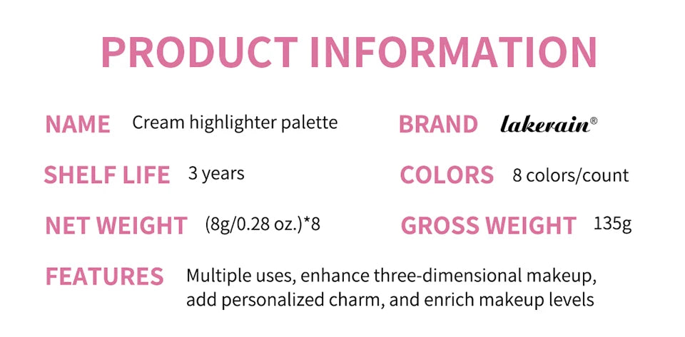 Curve Case Cream Eyebrow Cream Blush Highlighter Palette Matte Shimmer Finishes Shadow Tones Long-Lasting Cosmetics
