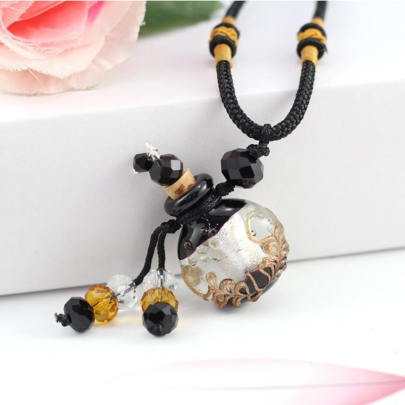 1PC Murano Glass Perfume Baroque Necklaces Essential Oil Vials Aroma  Bottle Necklace