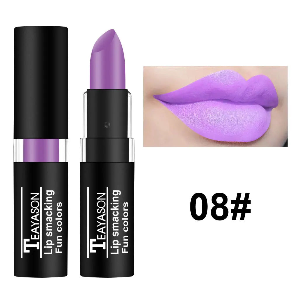 TEAYASON Matte Lipsticks 12 Colors Waterproof Long Lasting Lip Stain Non-stick Cup Sexy Red Black Lipstick Pigment Lip Cosmetics