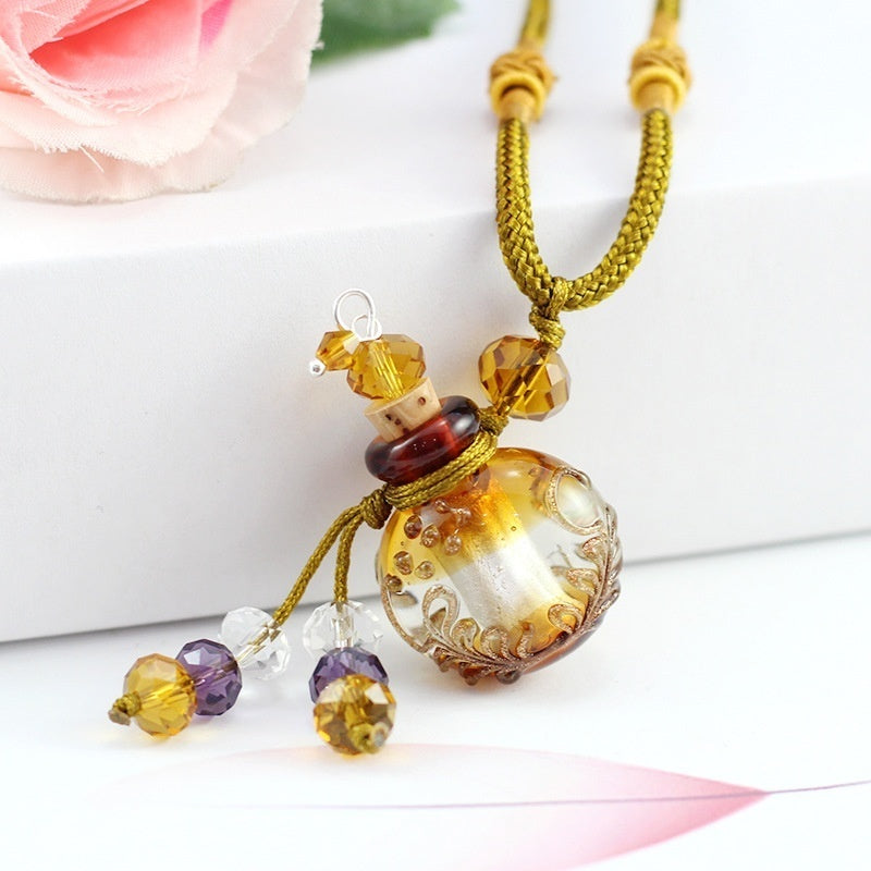 1PC Murano Glass Perfume Baroque Necklaces Essential Oil Vials Aroma  Bottle Necklace