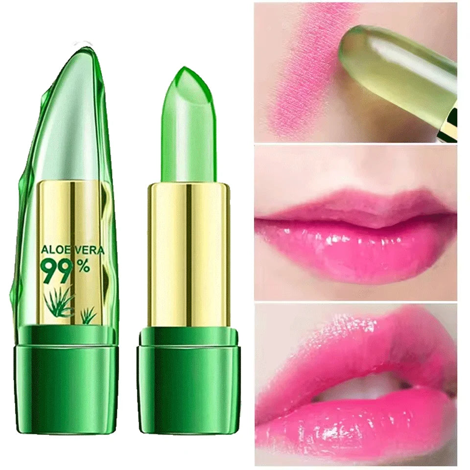 Moisture Lip Balm Aloe Vera Natural Lipbalm - Temperature Changed Color Lipstick Long Lasting Nourish Lips Care Makeup