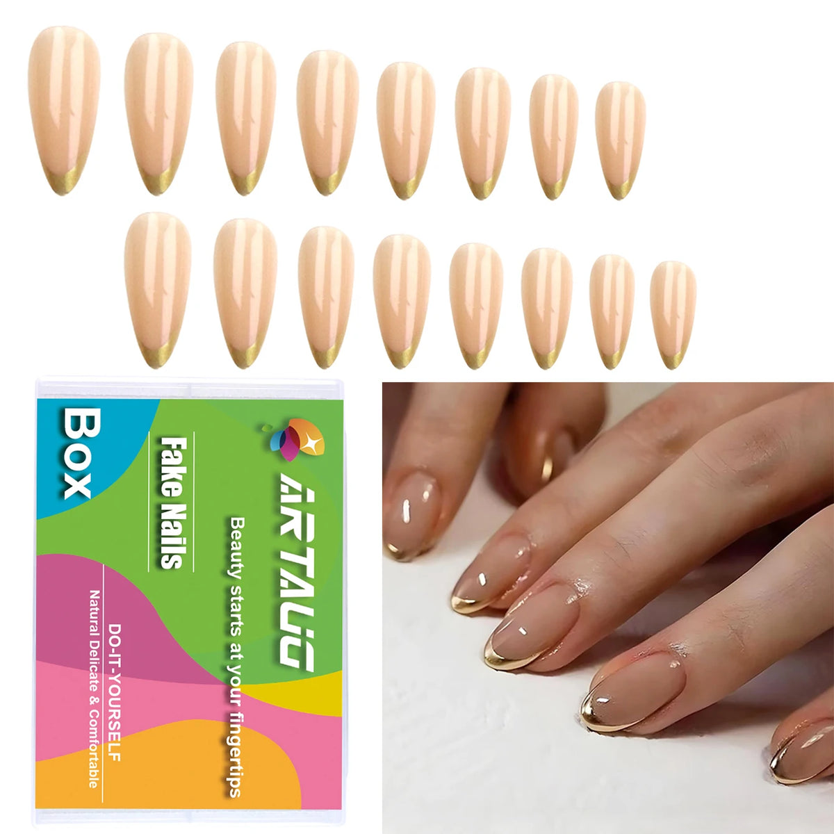 120pcs -box Almond White French Fake Nails for Stylish Women & Girls, Perfect for Daily Chic or Party Celebrations