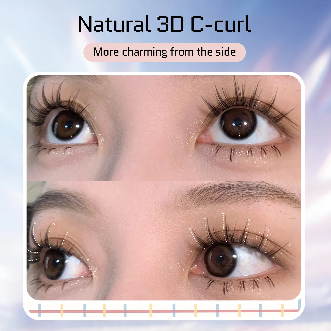 10 Rows of Large Capacity Glue-free False Eyelashes Single Cluster 10-12MM C-curled Natural Self-adhesive false Eyelashes