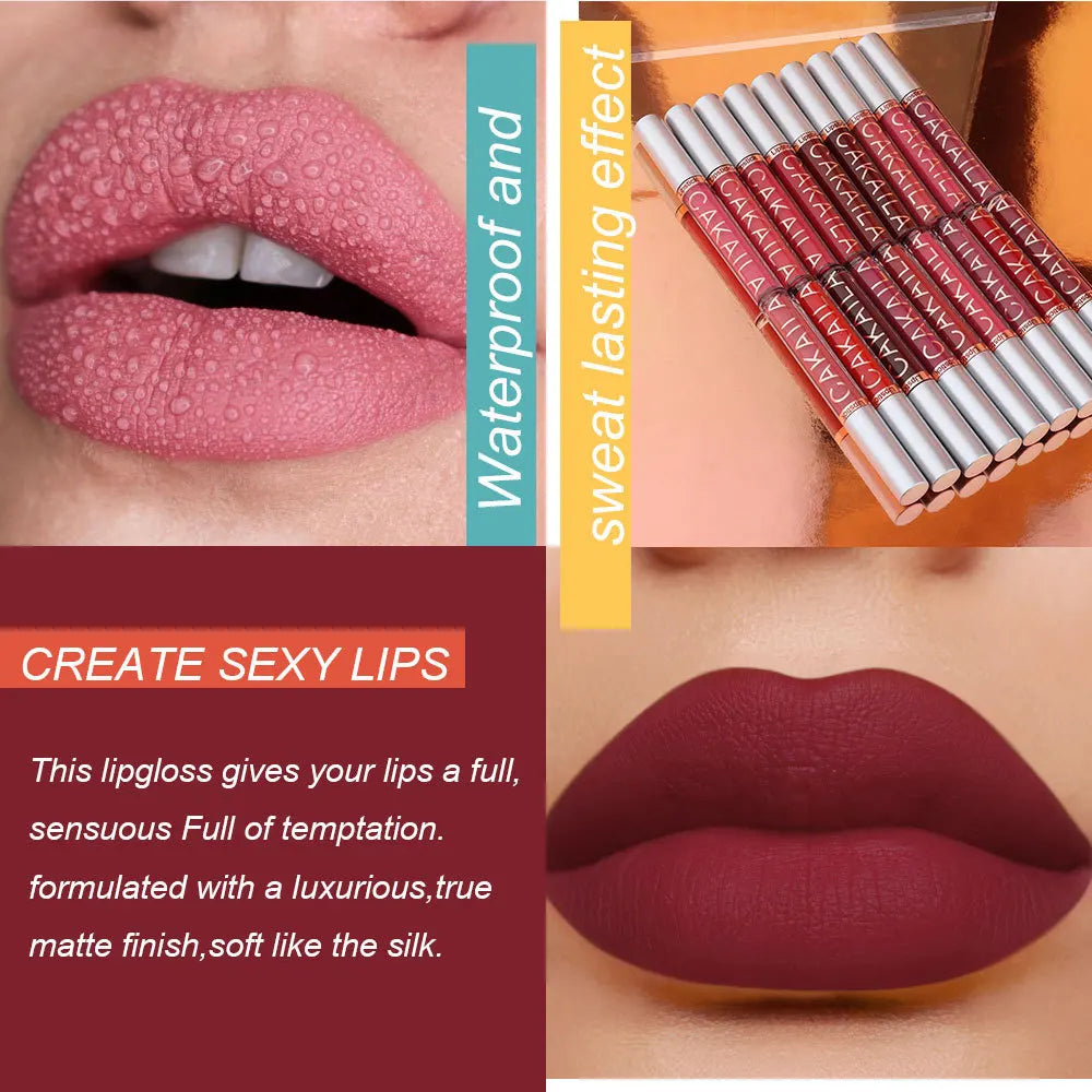 4pcs/10pcs/set Nude Lip Gloss Matte Velvet Lipstick Waterproof Long-lasting  Liquid Lipstick Women Moist Lip Tint