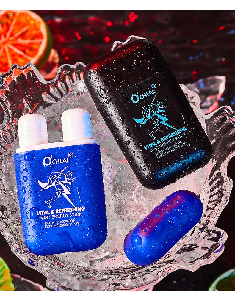O'cheal Energy Stick Double Hole Energizing Energy Bar Fresh Mint Scent Refreshing Fatigue Relief Inhaler Energy Vapors Stick