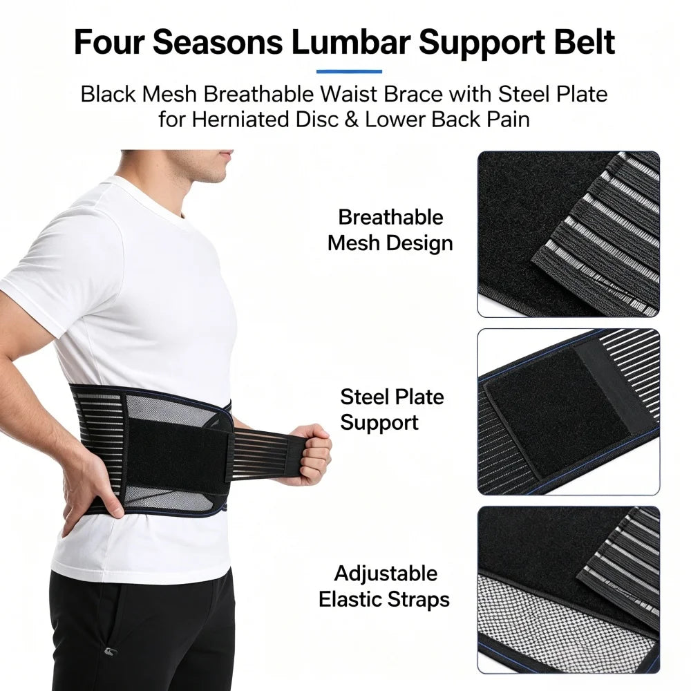 Adjustable back support belt breathable lumbar brace for men and women provides effective support for the lower back