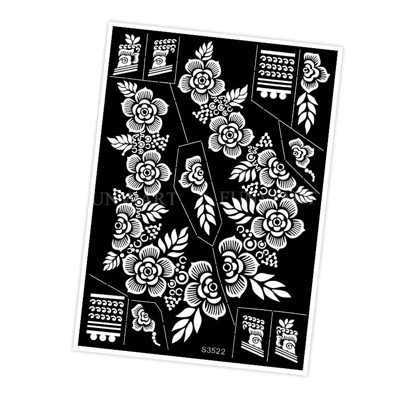 Reusable Stencil for Henna Flower Mehndi Design Tattoo Template for Women Henna Tattoo Stencil for Hand Foot Body Painting