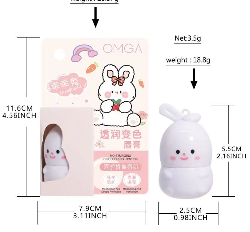 Goody Bunny Color-Changing Lip Balm Moisturizing Repairing Waterproof Lipstick Anti-Dry Cracking Temperature Change Color Lipstick