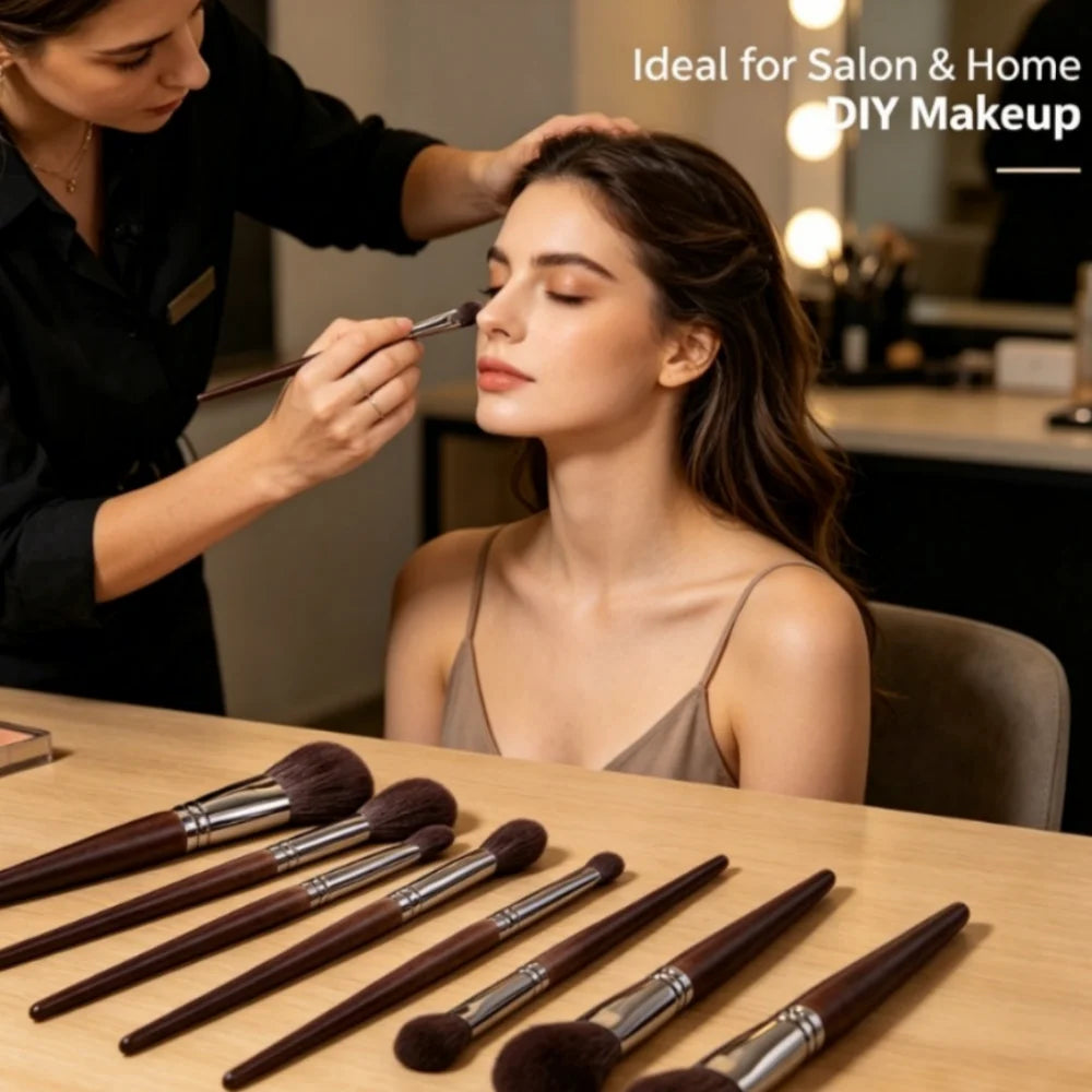 Makeup Brush Set Natural Goat Hair Professional Makeup Kit Blending Shader Smudging Cosmetic Brushes