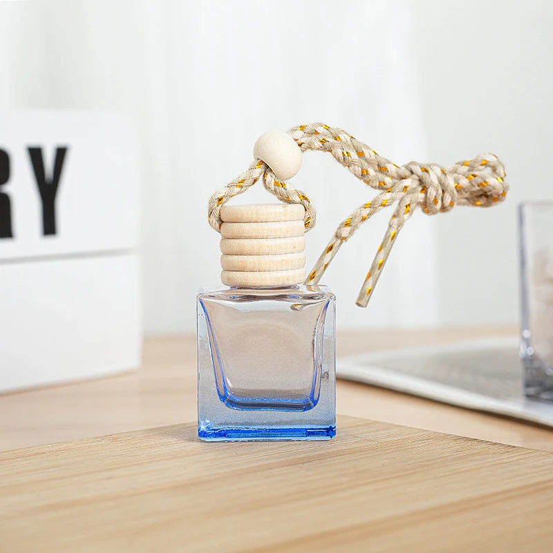 1PC Dyed Square Cap Black Cap Empty Bottle Car Essential Oil Diffuser Fragrance Air Freshener Scent Perfume Bottle Ornament