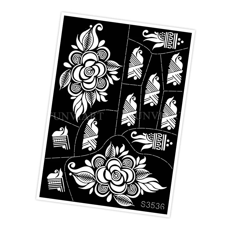 Reusable Stencil for Henna Flower Mehndi Design Tattoo Template for Women Henna Tattoo Stencil for Hand Foot Body Painting