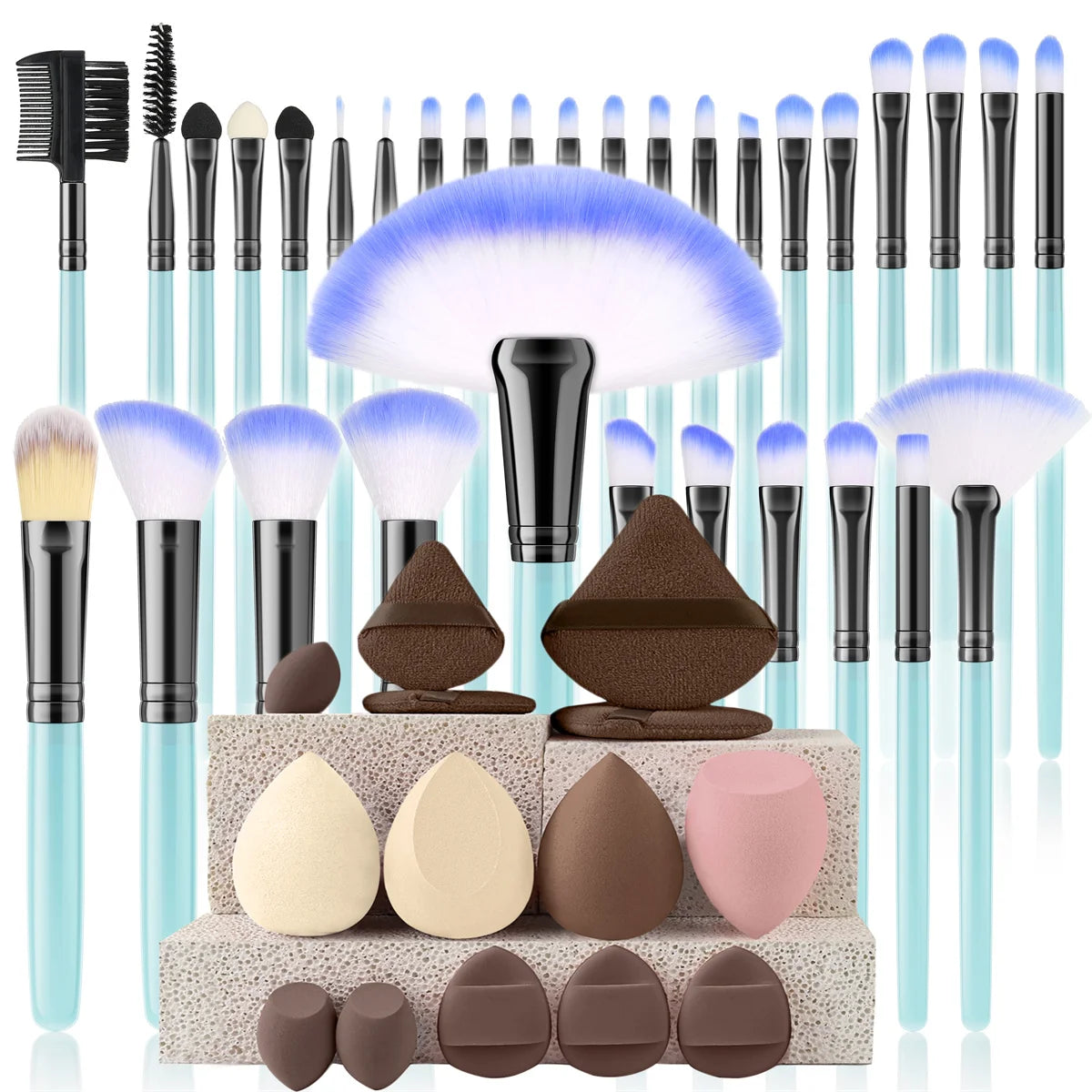 32Pc Makeup Brush Set Cosmetic Tools for Powder Eye Shadow Foundation Blush Blending Beauty Makeup Brush Kit for Makeup Starters