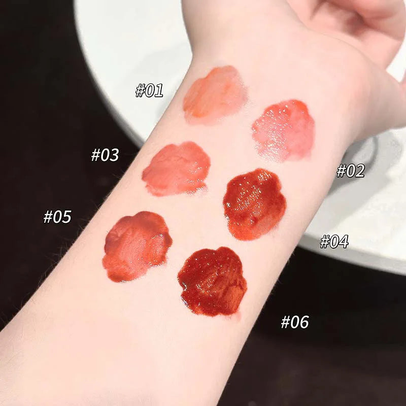 PINKCOCO Bear Doodle Mirror Lip Glaze — Long-Lasting Shiny Lip Gloss, Student-Friendly, Skin-Brightening Nude Lipstick