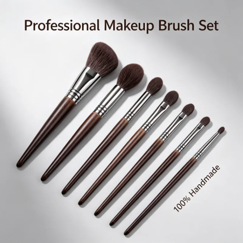 Makeup Brush Set Natural Goat Hair Professional Makeup Kit Blending Shader Smudging Cosmetic Brushes