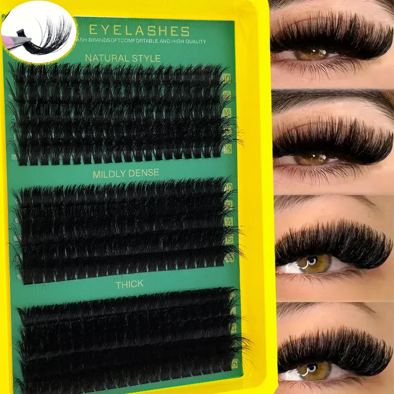 60D80D100D Thick False Eyelashes with Mixed Length, D Curl Cat-Eye Style for a Fluffy And Dramatic Look Suitable for Beginners