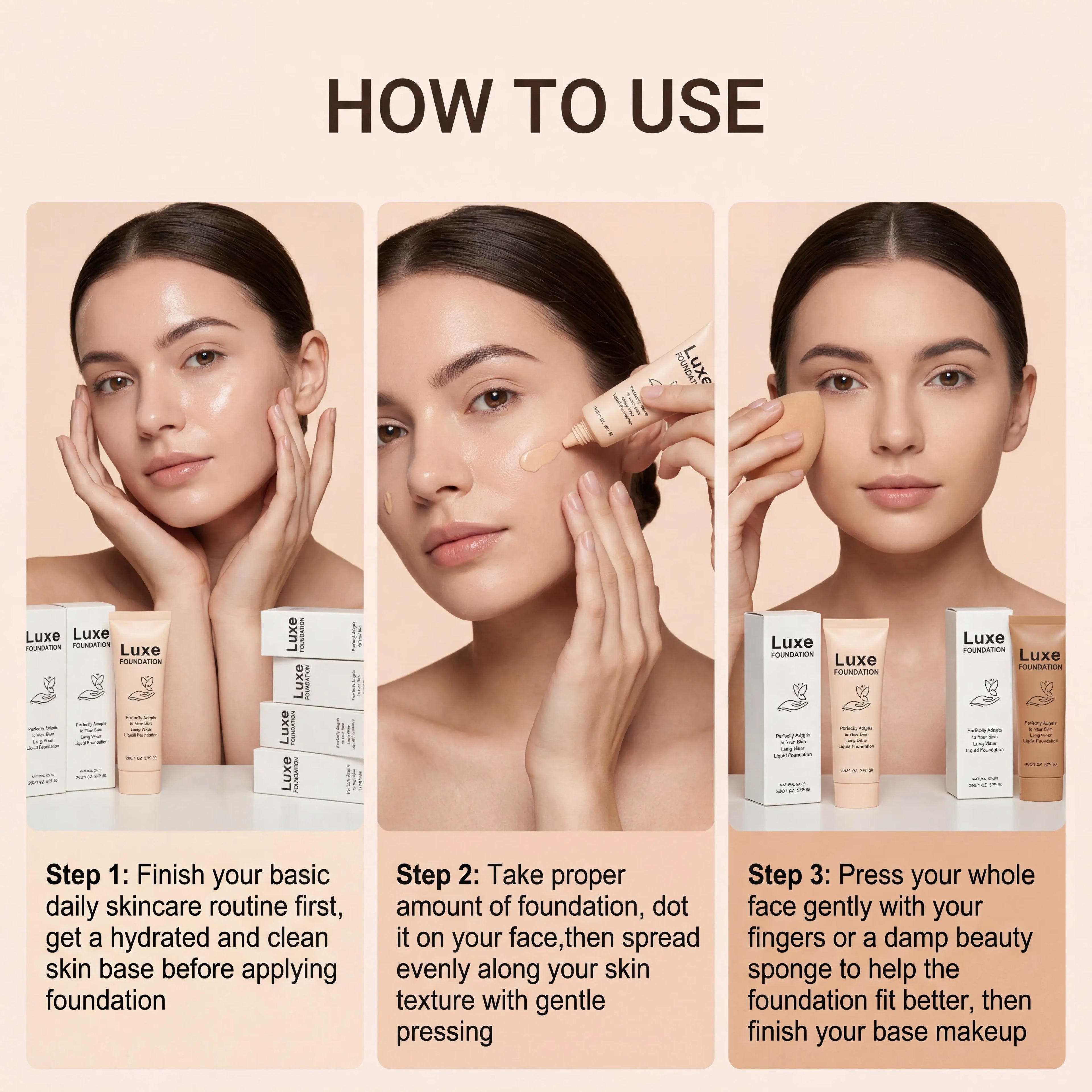 SPF 50 Color Changing Foundation Self Adjusting Adapt Skin Tone Conceal Face Fine Flaws Natural Invisible Skin Pores Makeup Base