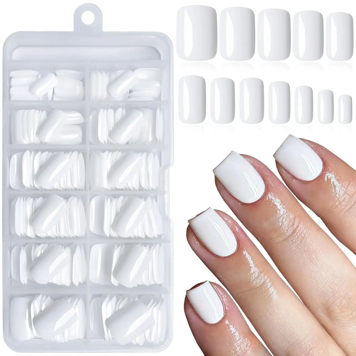 120pcs -box Almond White French Fake Nails for Stylish Women & Girls, Perfect for Daily Chic or Party Celebrations